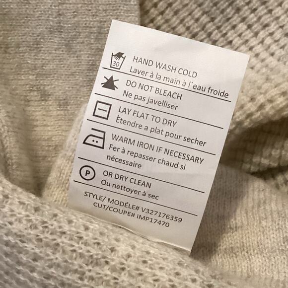 Vince 100% Cashmere Oatmeal Heather Waffle Knit Zip Front Hooded Poncho M/L - Picture 8 of 8